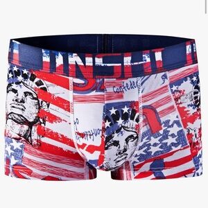 NWT Jinshi USA Liberty Print Soft Boxer Briefs - Red, White, and Blue
